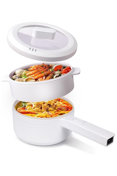 Primo Plus 2L Electric Hot Pot with Steamer & Temperature Control, Non-Stick Electric Cooker 1200W