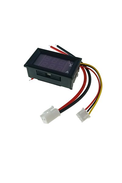 OEM Voltmeter and ammeter, measuring capacity DC 0 - 100V and 0 - 10A, connection wires, black