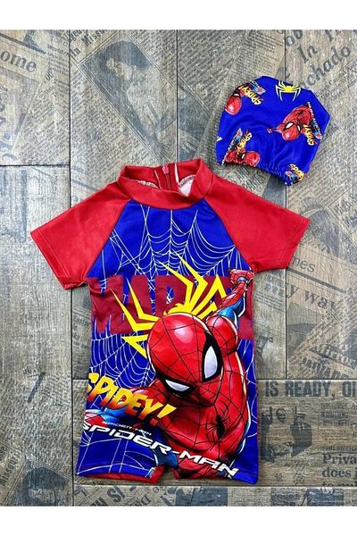 gnygiyim Boy's Character Patterned Jumpsuit Swimsuit with Hidden Zipper-Boneli
