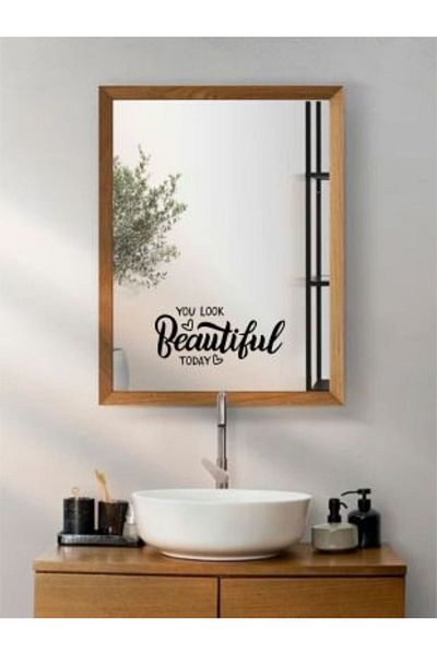 Laputa Tükkan Heart Figured You Look Beautiful Today Written Mirror Sticker (Sticker) 22X10 cm