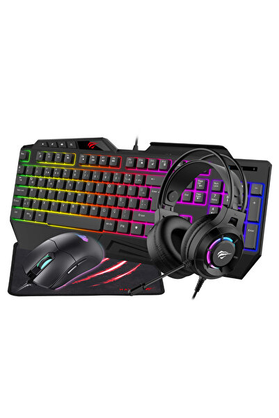 Havit Gamenote Kb905cm-tur 4'lü Gaming Set – Klavye, Mouse, Kulaklık, Mousepad – Rainbow, Pc Uyumlu