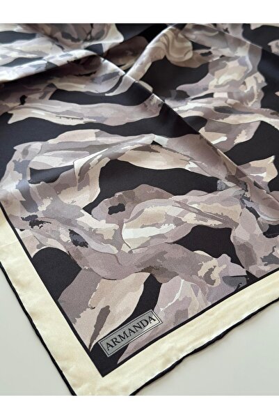 ARMANDA Φουλάρι 100% ΜΕΤΑΞΙ - ΜΑΥΡΟ - ΚΡΕΜ