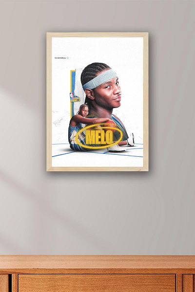 Saturn Carmelo Anthony Framed Painting - Basketball Nba Poster Painting
