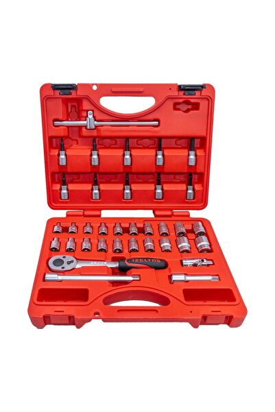İzeltaş İzeltaş 3/8" 6 Corner Socket Wrench and Allen Set with Lock 35 Pieces