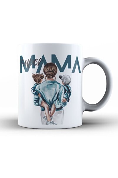 OEM Cana „Super Mama cu 2 poze”, alba, ceramica, 330ml