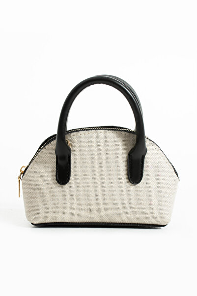 NBİBAGS Kadın Dalle Kanvas/Siyah Mini Çapraz Askılı El ve Omuz Çantası U:17 E:12 G:5 Cm