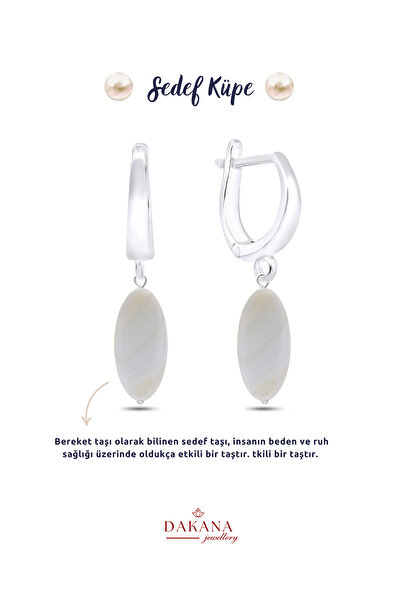 DAKANA JEWELLERY Sertifikalı Elips Stil Doğal Taş Gümüş Küpe