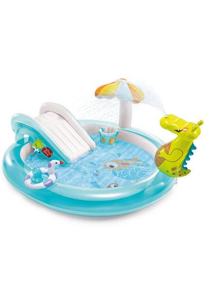 rut&cari Inflatable Dinosaur-Themed Play Center - Pool 333x229x112 cm, Slide & Fun Accessories
