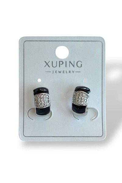 TAKIŞTIR Silver Color Stone Detailed Steel Xuping Earrings (Pair)