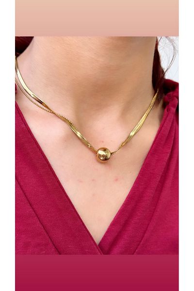 İNN JEWELLERY قلادة فولاذية مضادة للحساسية ومضادة للتلطيخ مع شكل مسطح مزدوج (ضمان المستورد لمدة عامين)