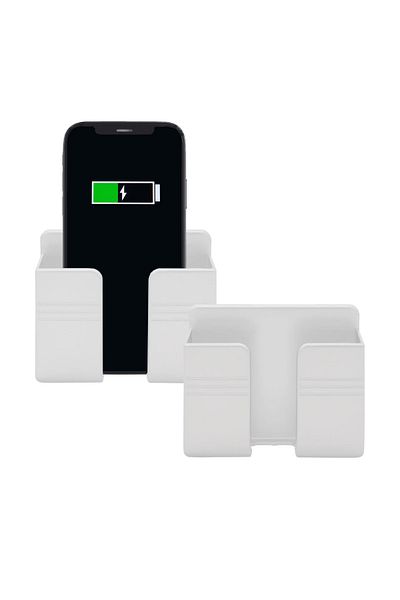 OEM Wall mount for smartphone and other objects, adhesive, 4 mounting holes, white plastic