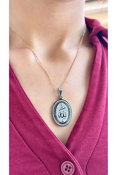 İNN JEWELLERY Steel Necklace Tarnish-Free Antiallergic Allah Writing Figured (2 Years Importer Guaranteed)