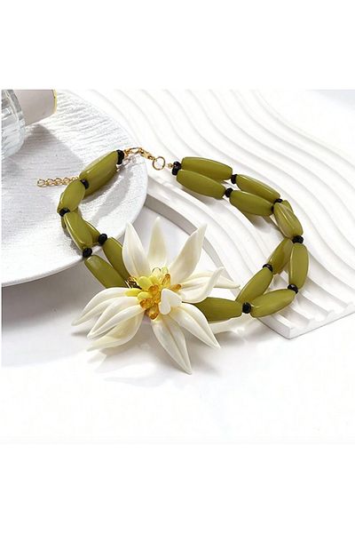 Yokho Zra Brand Model 🌸   Nature Bloom Flower Necklace 🌿