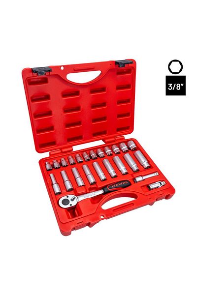 İzeltaş İzeltaş 14000005134 3/8" Six Corner Socket Wrench Set 24 Pieces