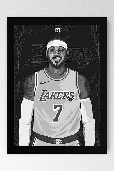 Saturn Carmelo Anthony Framed Painting - Basketball Nba Poster Painting