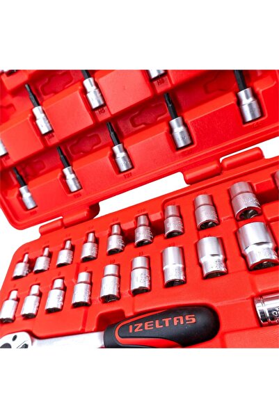 İzeltaş İzeltaş 3/8" 6 Corner Socket Wrench and Allen Set with Lock 35 Pieces