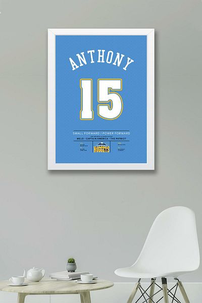Saturn Carmelo Anthony Jersey Framed Painting - Nba Denver Nuggets Jersey