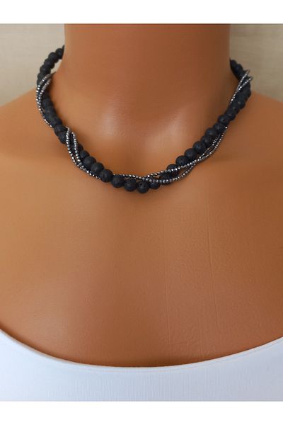 LemaStone Terahert and Lava Stone Necklace Set (Necklace, Bracelet and Earrings)