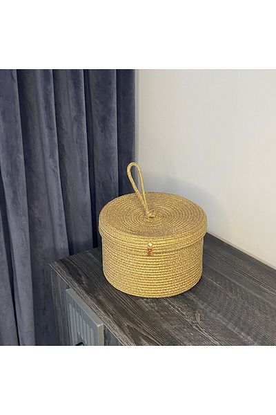 Dosade Multi-Purpose Basket with Natural Straw Cover 25X15 cm |   Bathroom, Kitchen and Home Organizer