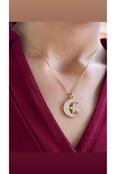 İNN JEWELLERY قلادة فولاذية مضادة للتشويه ومضادة للحساسية على شكل نجمة القمر (ضمان المستورد لمدة عامين)