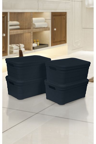 Nesto Home Set of 4 Multi-Purpose Colorful Box with Lid Office Organizer 4X10.8 Liters