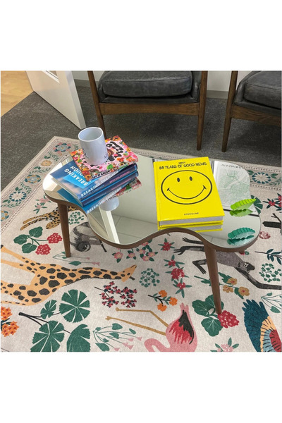 Fawdecor Aynalı Masif Ahşap Orta Sehpa - 80 X 50 Cm Ebatında Modern Cam Tabla...