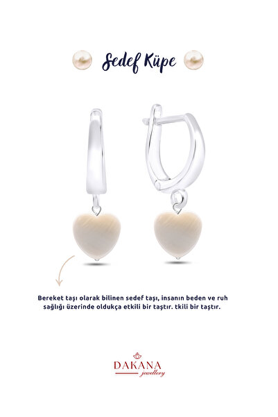 DAKANA JEWELLERY Sertifikalı Kalp Stil Doğal Taş Gümüş Küpe