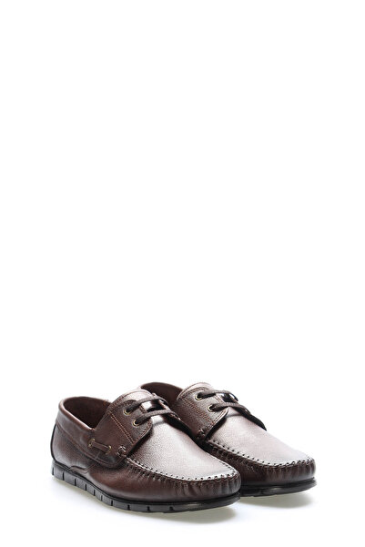 TUGERDİ Tugerdi Brown Inside and Outside Genuine Leather Rubber Sole Lace-Up ...