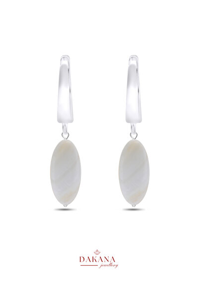 DAKANA JEWELLERY Sertifikalı Elips Stil Doğal Taş Gümüş Küpe