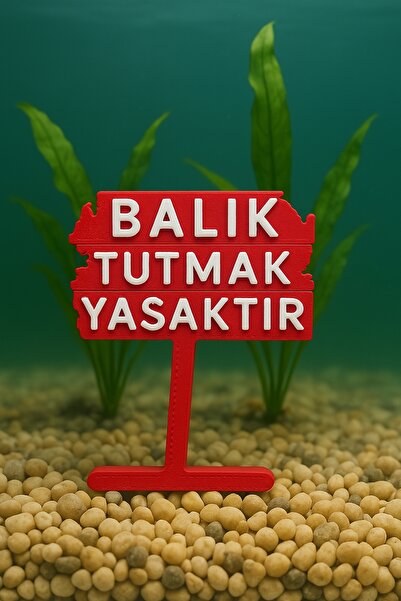 Akvaryum Balık Tutmak Yasaktır ( Kırmızı ) Akvaryum Dekoru Fanus, Küçük Akvar...