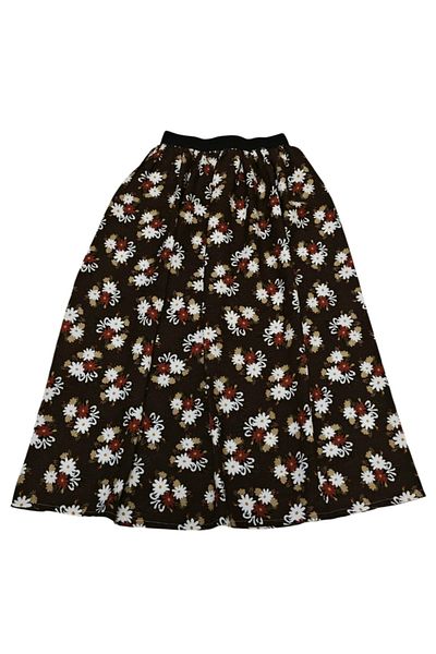 BBS "Flower Patterned Long Unlined Girl's Skirt - Imported Viscose Fabric, Suitable for Prayer"