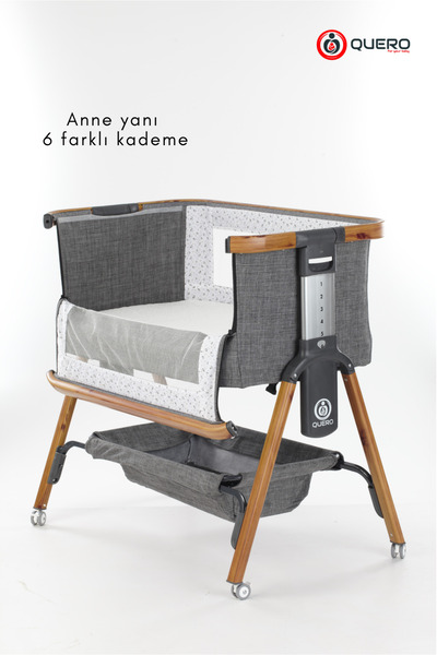 Quero Losa Anne Yanı Beşik, Kademeli Beşik, Sallanır, Sabitlenir, Tekerlekli, Katlanır, Park Yatak Beşik