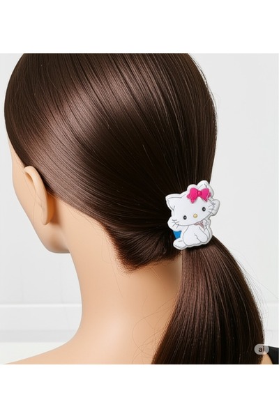 FAMEMUS ACCESSORY مشبك هالو كيتي لطيف على شكل قطة للأطفال - بشريط وردي (5992)