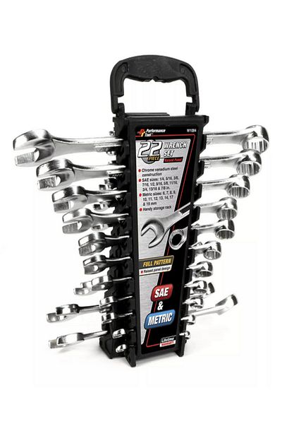 Performance Tool 22-Piece 12-Point Metric and SAE Combination Wrench Set