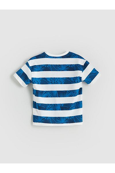 LC Waikiki Tricou pentru băiat din bumbac pieptănat cu dungi cu gât crew (S5)