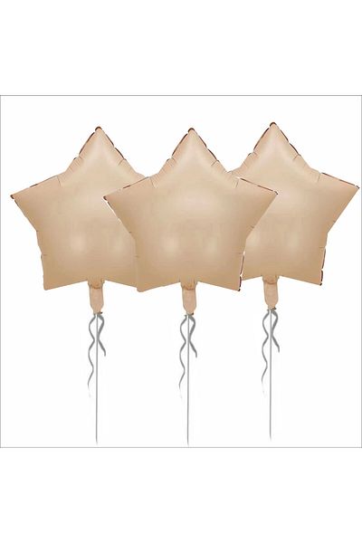 ZENVİVA 3 Pieces Star Foil Balloon Beige 18 Inc