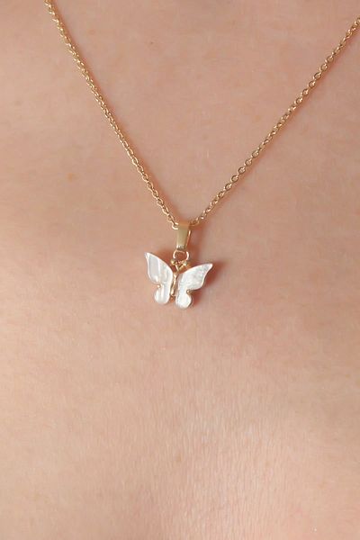 Clariss Gold White Color Butterfly Figure Women's Necklace