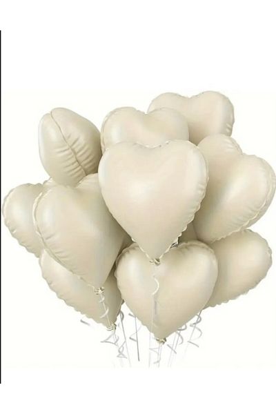ZENVİVA 3 Pieces Heart Foil Balloon Beige 18 Inc
