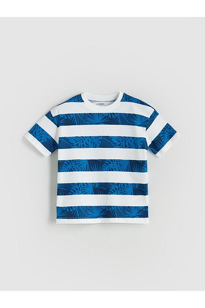 LC Waikiki Tricou pentru băiat din bumbac pieptănat cu dungi cu gât crew (S5)
