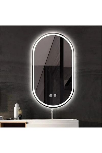 K Korman Oglindă de baie LED tactilă cu funcție anti-aburire, lumină rece, reglabilă, 50x100 cm