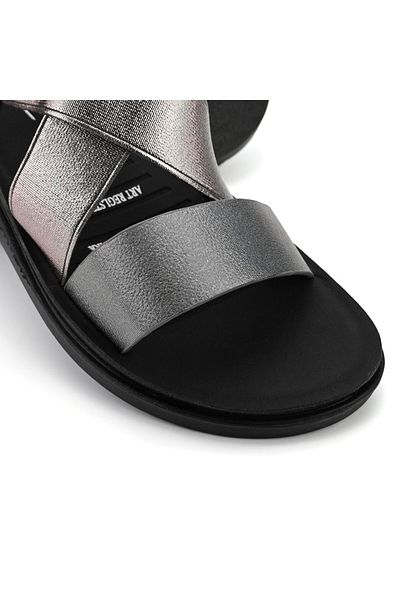 Tmall Women's Sandals, Low Sole, Made of Eco-Leather, SA91, Gun