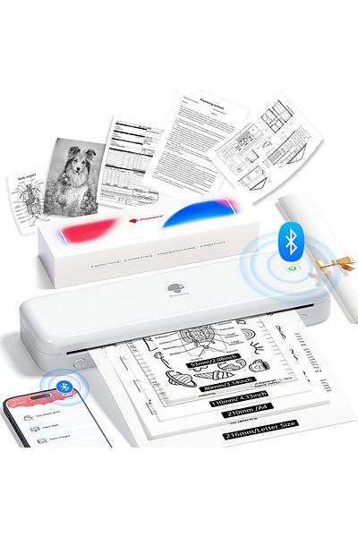 Phomemo M834 (Upgraded) Portable Printer, Inkless Thermal Printer Wireless, Support Multi-Size Therm