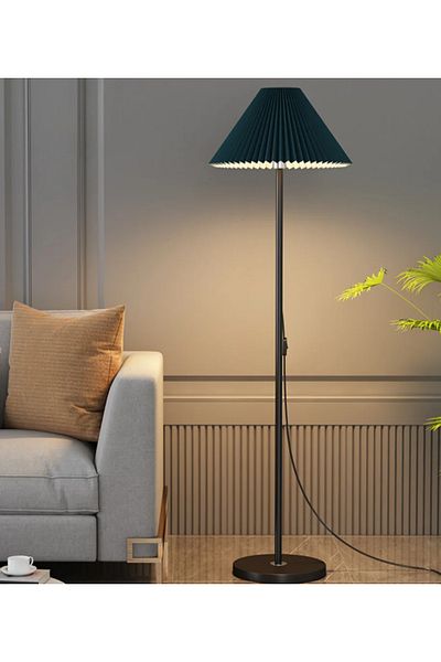 Lumely Nordic Pleated Floor Lamp,12w 3 Modes,Adjustable 3 Brightness,E27,Green Lampshade