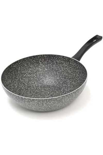 Hascevher Granite Wok Pan - Lavilla Prime Series, 28CM Non-Stick Wok with Grippy Handle