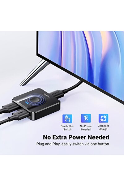 Hope مفتاح HDMI 2 في 1، موزع HDMI ثنائي الاتجاه، محدد تبديل سهل يدعم 4K وHDR و3