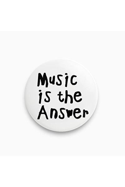 fırsatlar diyarı Music Is The Answer Yazılı Siyah Beyaz Y2K Buton Rozet