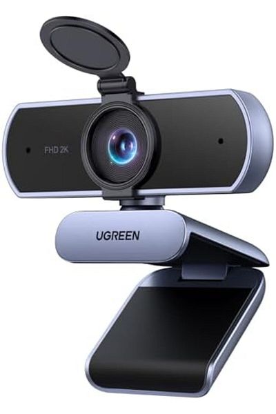 Ugreen 2K HD Webcam with Privacy Cover for PC/Laptop, Dual Mic Stereo Audio USB Web Camera