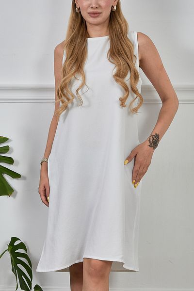 DPARİS Linen Look Zero Sleeve Bell Dress