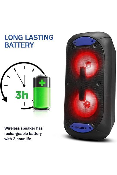 DLC 5-inch Portable Bluetooth Speaker with Strap and Remote Control, Colorful Lights, Blue