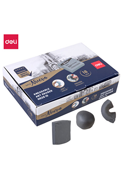 Deli ممحاة فنية قابلة للعجن EH02610 رمادية اللون، 18 قطعة - مثالية للرسم والت...